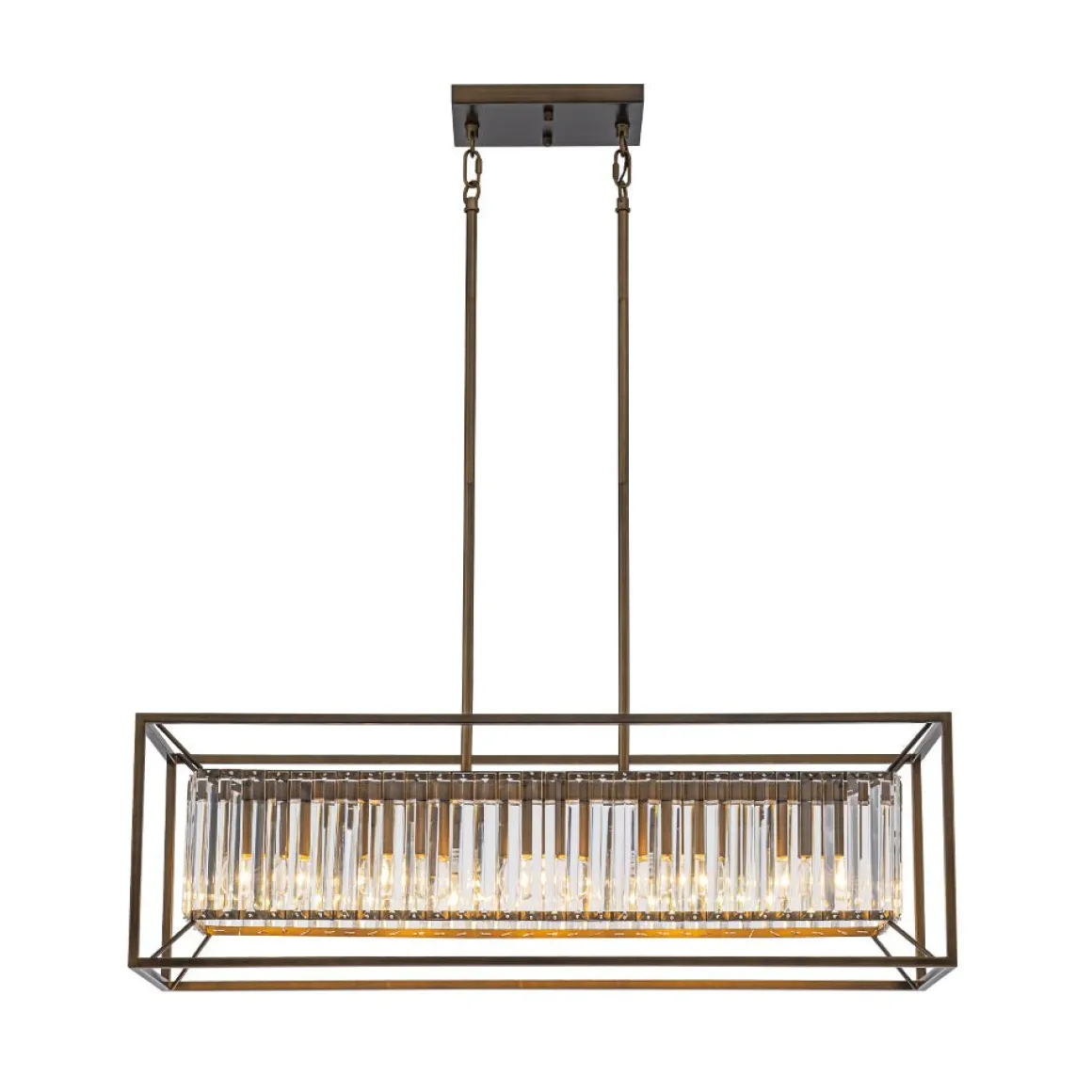 Vintage Italy Glam Crystal Rectangular Linear Chandelier