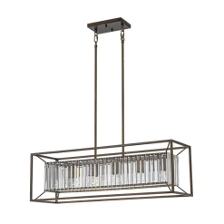 Vintage Italy Glam Crystal Rectangular Linear Chandelier