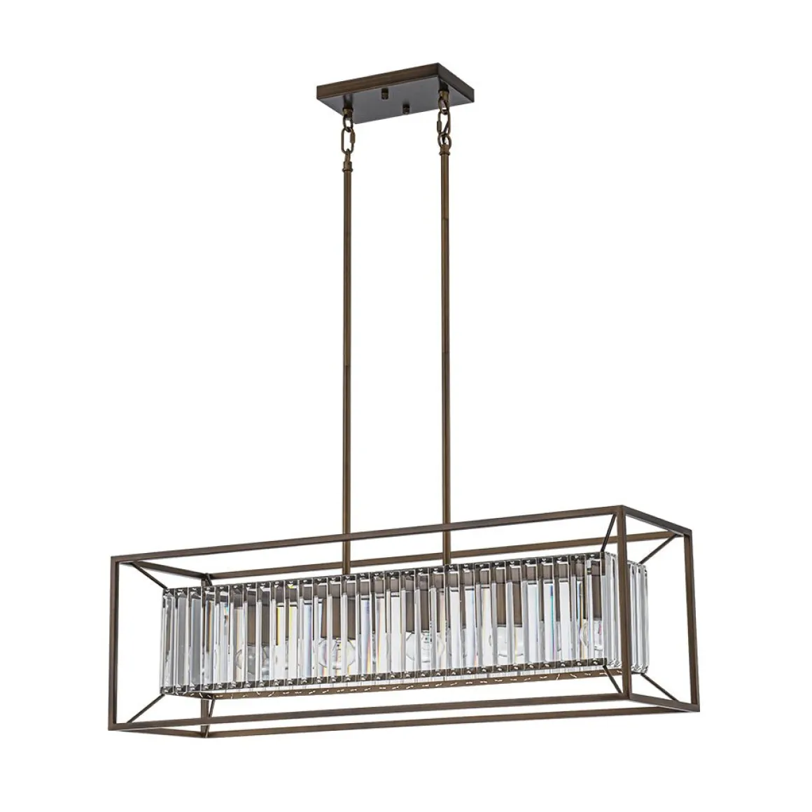Vintage Italy Glam Crystal Rectangular Linear Chandelier