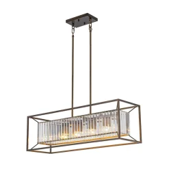 Vintage Italy Glam Crystal Rectangular Linear Chandelier