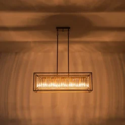 Vintage Italy Glam Crystal Rectangular Linear Chandelier