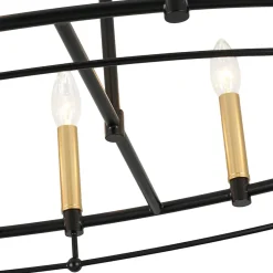Vintage 12-Light Black Brass Candle Wide Island Chandelier