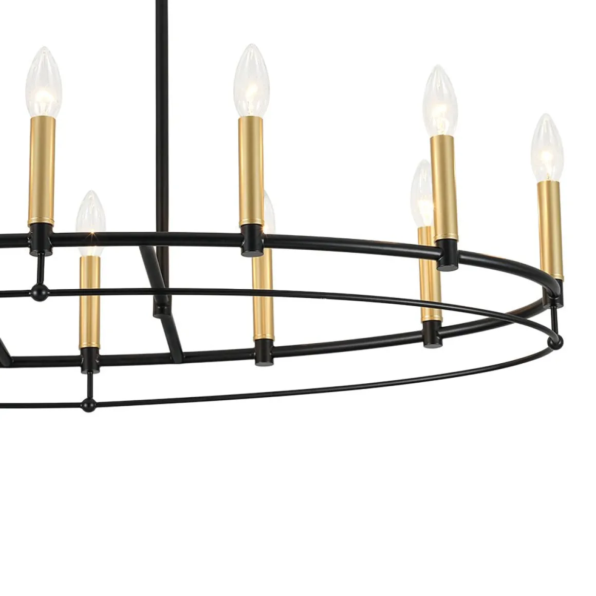 Vintage 12-Light Black Brass Candle Wide Island Chandelier