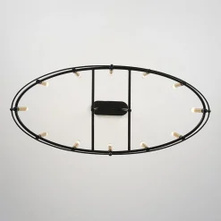 Vintage 12-Light Black Brass Candle Wide Island Chandelier