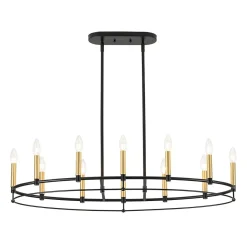 Vintage 12-Light Black Brass Candle Wide Island Chandelier