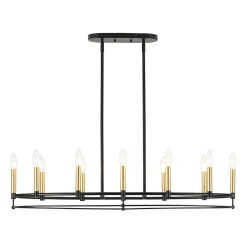 Vintage 12-Light Black Brass Candle Wide Island Chandelier