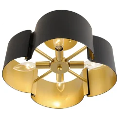 Vintage 4-Light Iron Quatrefoil Shade Semi Flush Mount