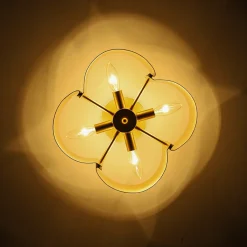 Vintage 4-Light Iron Quatrefoil Shade Semi Flush Mount