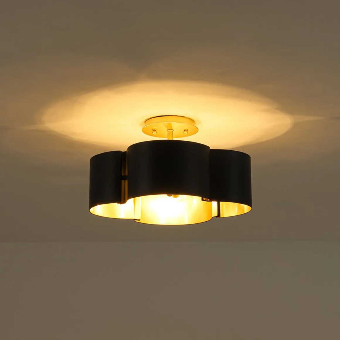 Vintage 4-Light Iron Quatrefoil Shade Semi Flush Mount