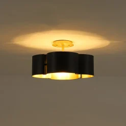 Vintage 4-Light Iron Quatrefoil Shade Semi Flush Mount