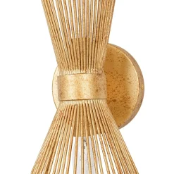Vintage 2-Light Sunburst Antique Gold Vanity Wall Sconce