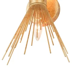 Vintage 2-Light Sunburst Antique Gold Vanity Wall Sconce