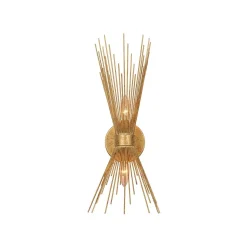 Vintage 2-Light Sunburst Antique Gold Vanity Wall Sconce