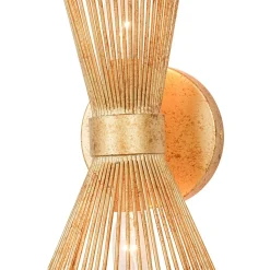 Vintage 2-Light Sunburst Antique Gold Vanity Wall Sconce