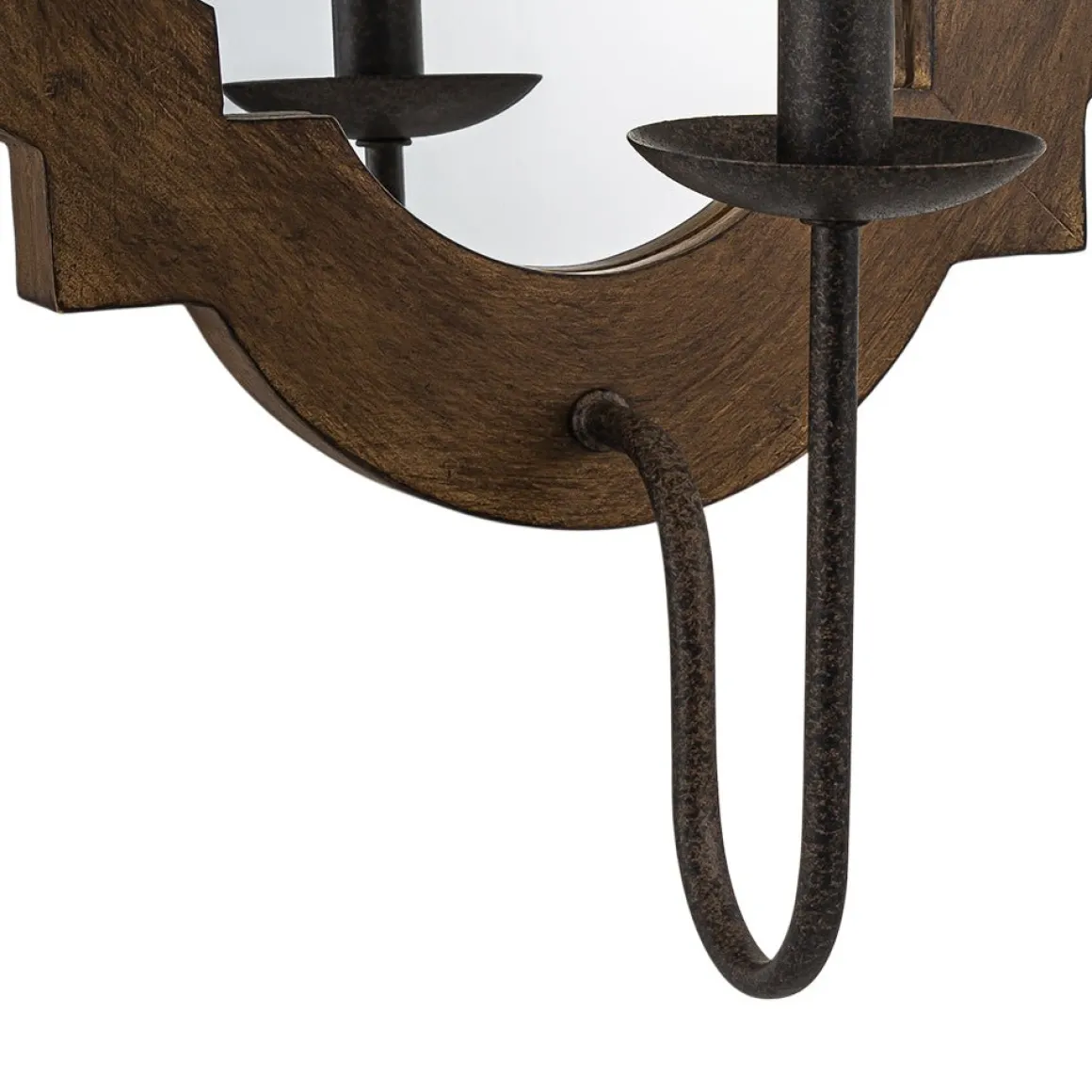 Vintage 1-Light Wood Mirror Linen Tapered Shade Wall Sconce