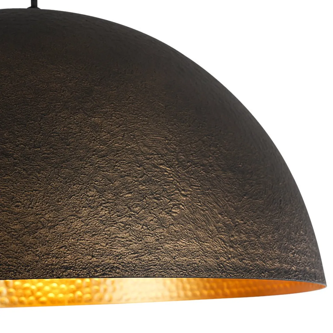 Vintage Luxe Black Gold Hammered Dome Pendant Light