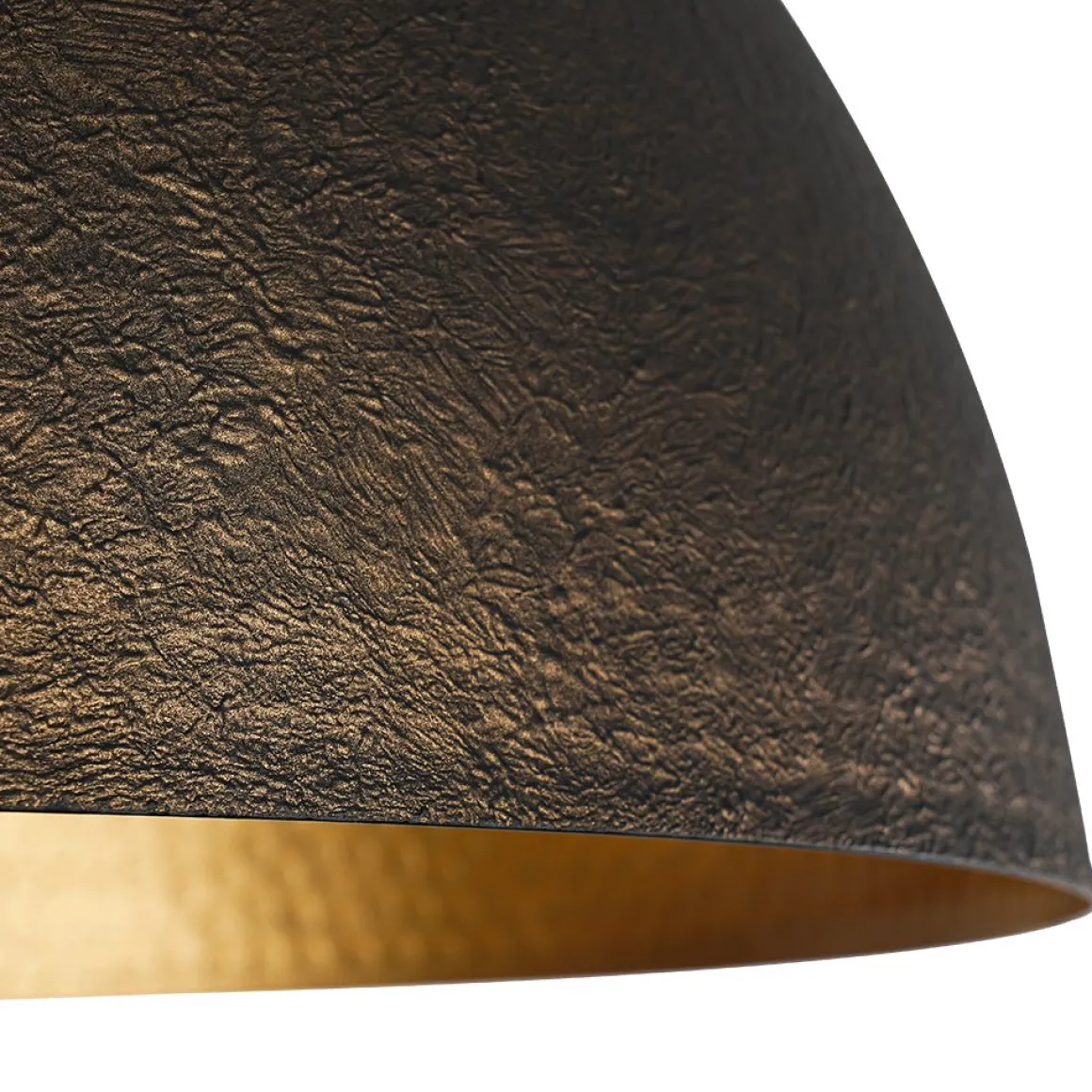 Vintage Luxe Black Gold Hammered Dome Pendant Light
