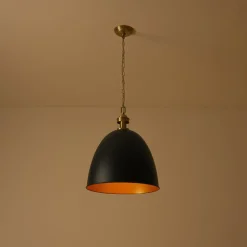 Vintage Luxe Farmhouse Large Iron Bell Pendant Light