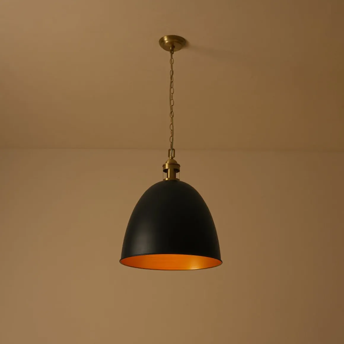 Vintage Luxe Farmhouse Large Iron Bell Pendant Light