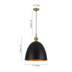 Vintage Luxe Farmhouse Large Iron Bell Pendant Light