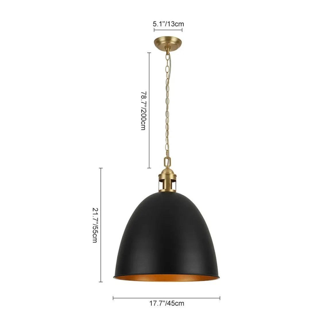 Vintage Luxe Farmhouse Large Iron Bell Pendant Light