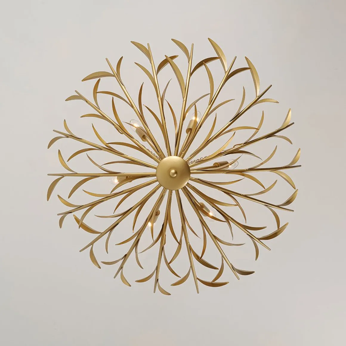 Vintage Luxe Gold Bloom Leaf Branch Oversized Basket Chandelier