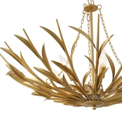 Vintage Luxe Gold Bloom Leaf Branch Oversized Basket Chandelier