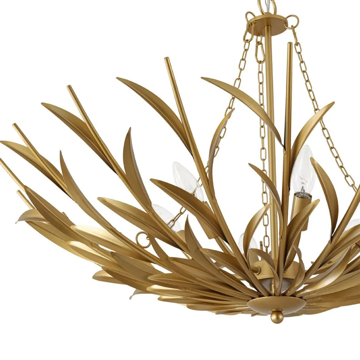 Vintage Luxe Gold Bloom Leaf Branch Oversized Basket Chandelier