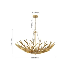 Vintage Luxe Gold Bloom Leaf Branch Oversized Basket Chandelier