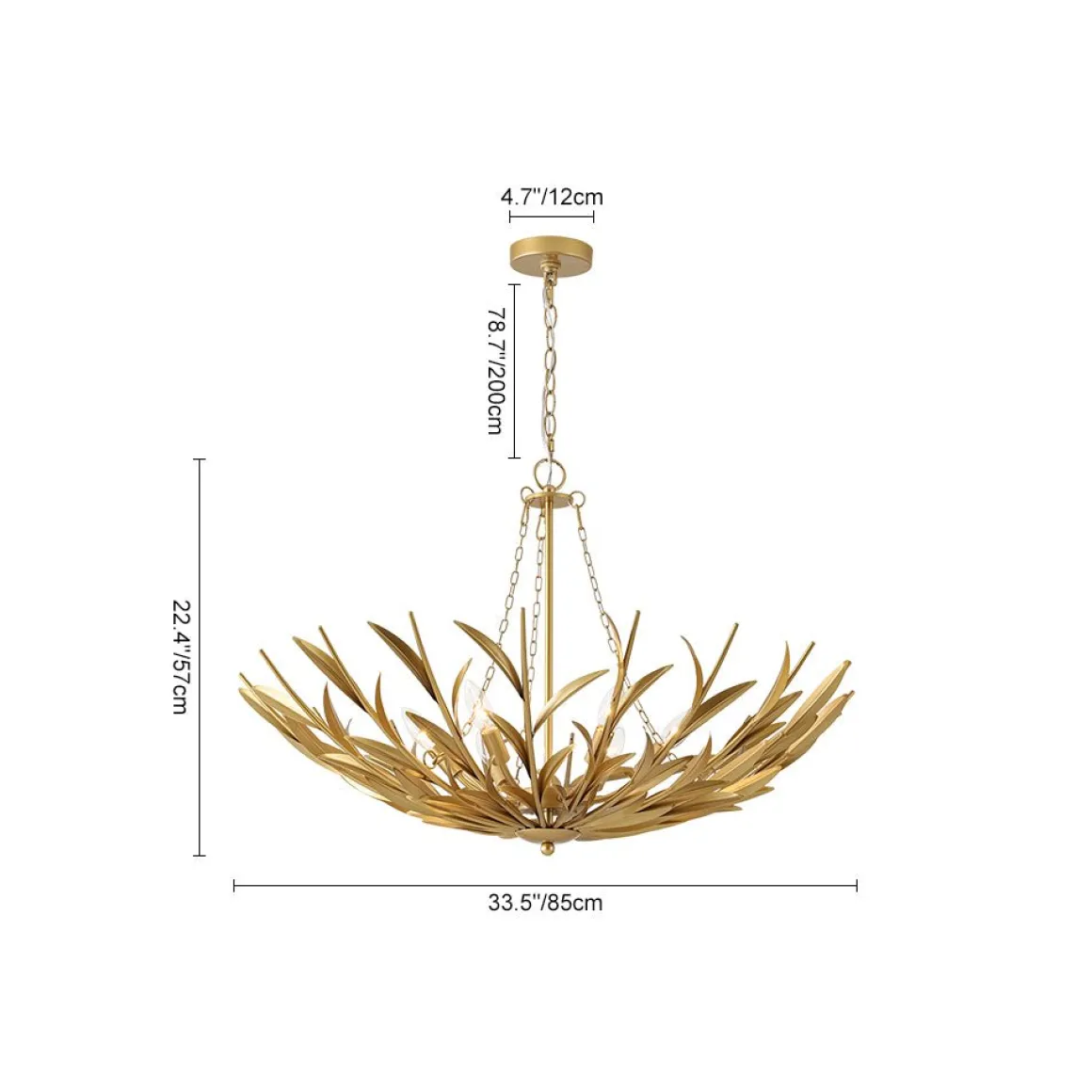 Vintage Luxe Gold Bloom Leaf Branch Oversized Basket Chandelier