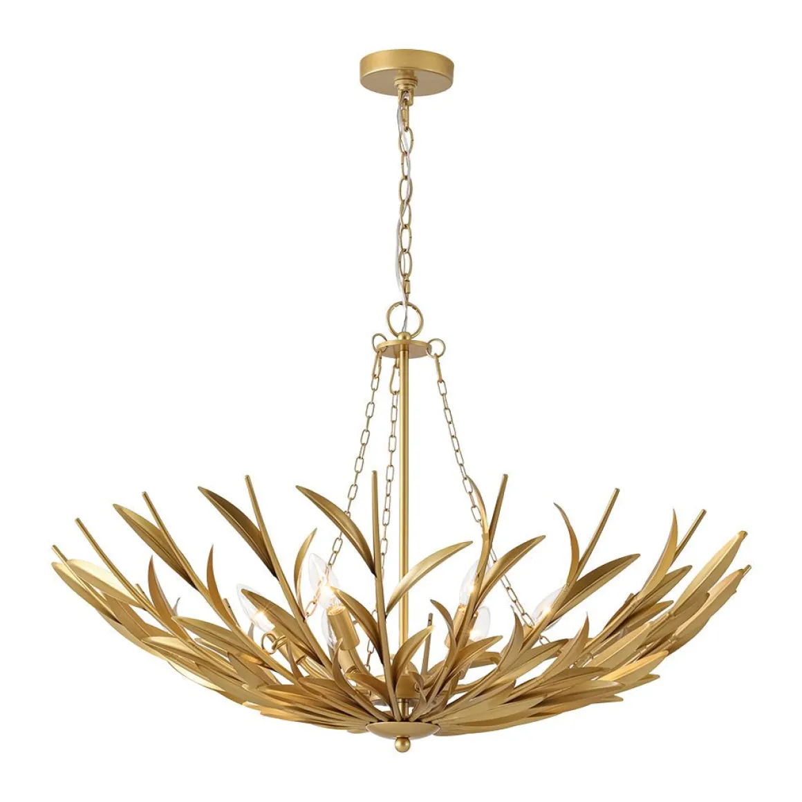 Vintage Luxe Gold Bloom Leaf Branch Oversized Basket Chandelier