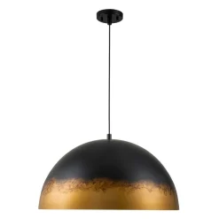 Vintage Luxe Gradient Black Gold Oversized Iron Dome Pendant