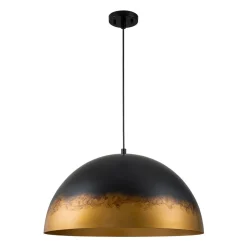 Vintage Luxe Gradient Black Gold Oversized Iron Dome Pendant