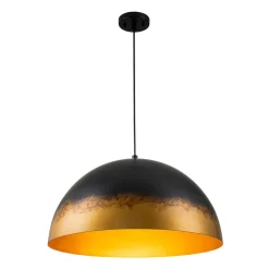 Vintage Luxe Gradient Black Gold Oversized Iron Dome Pendant
