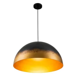 Vintage Luxe Gradient Black Gold Oversized Iron Dome Pendant