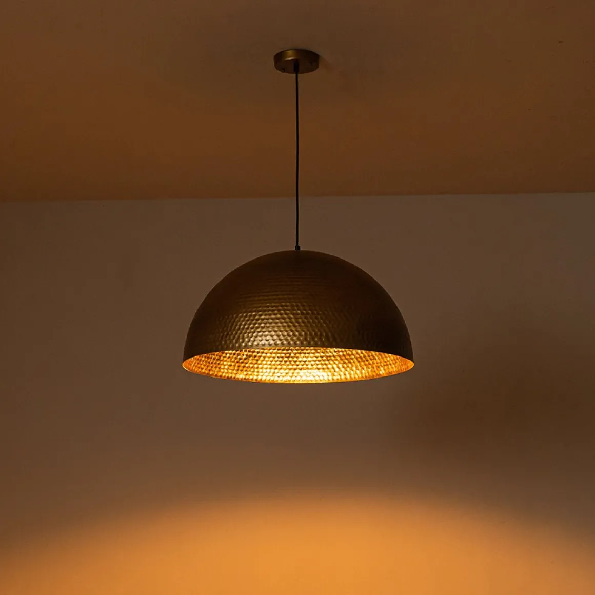 Vintage Luxe Oversized Hammered Dome Pendant Light