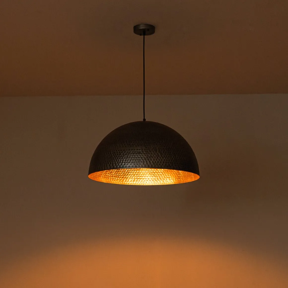 Vintage Luxe Oversized Hammered Dome Pendant Light