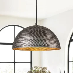 Vintage Luxe Oversized Hammered Dome Pendant Light