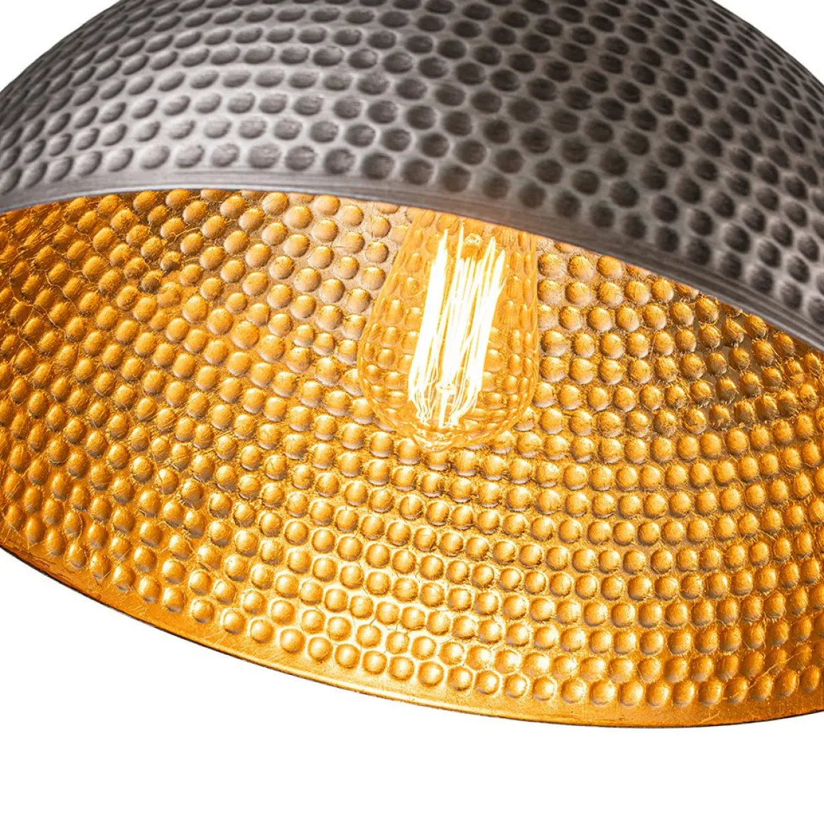 Vintage Luxe Oversized Hammered Dome Pendant Light