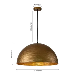 Vintage Luxe Oversized Hammered Dome Pendant Light