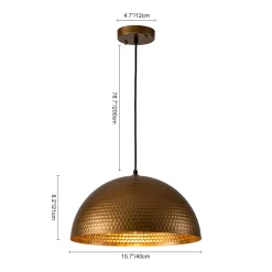 Vintage Luxe Oversized Hammered Dome Pendant Light