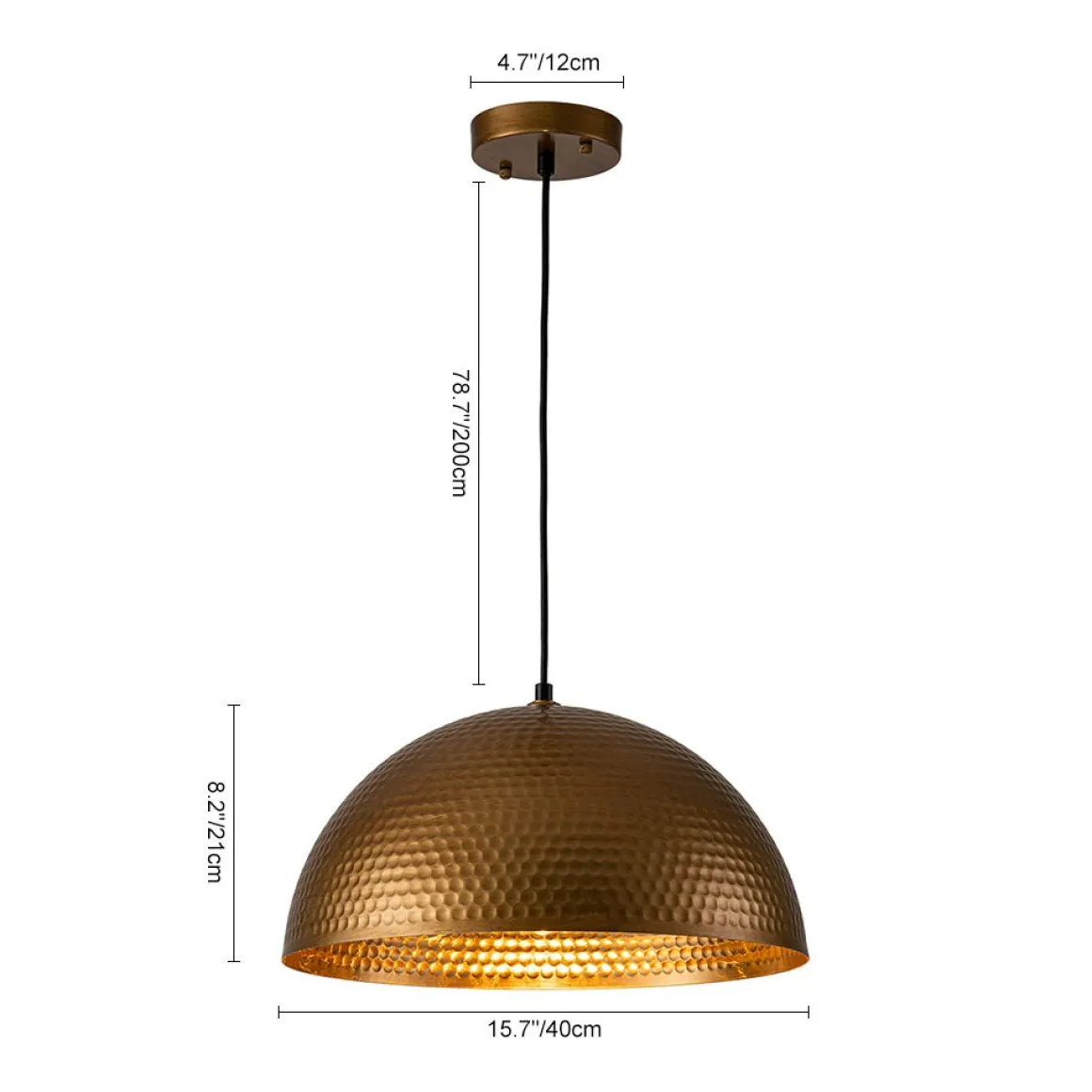 Vintage Luxe Oversized Hammered Dome Pendant Light