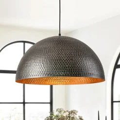 Vintage Luxe Oversized Hammered Dome Pendant Light