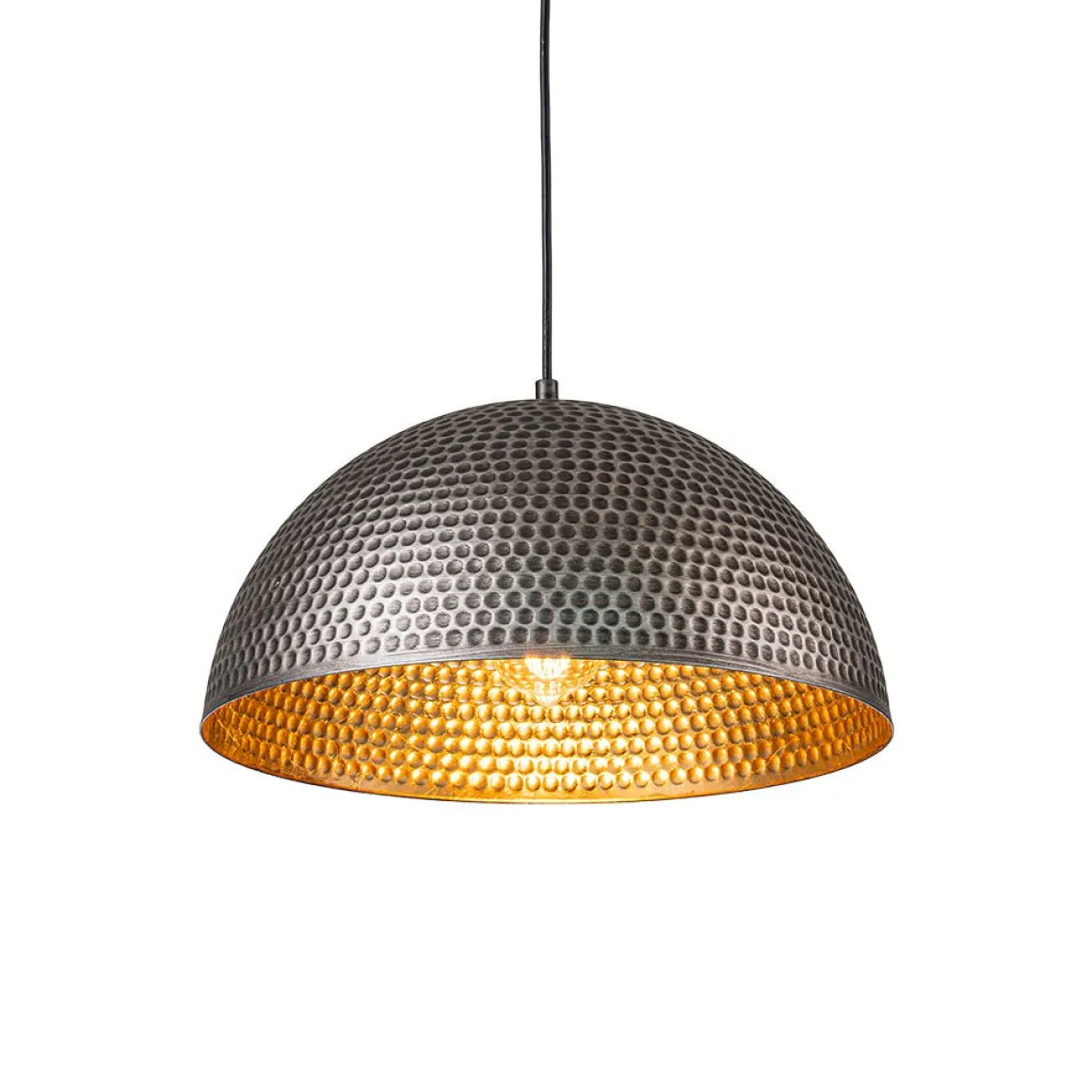 Vintage Luxe Oversized Hammered Dome Pendant Light
