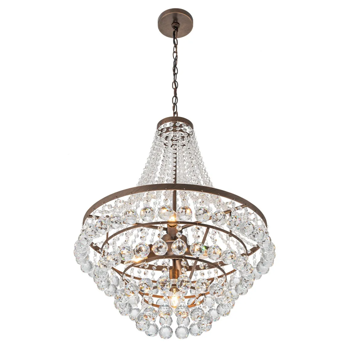 Vintage Luxury Antique Bronze Crystal Empire Chandelier