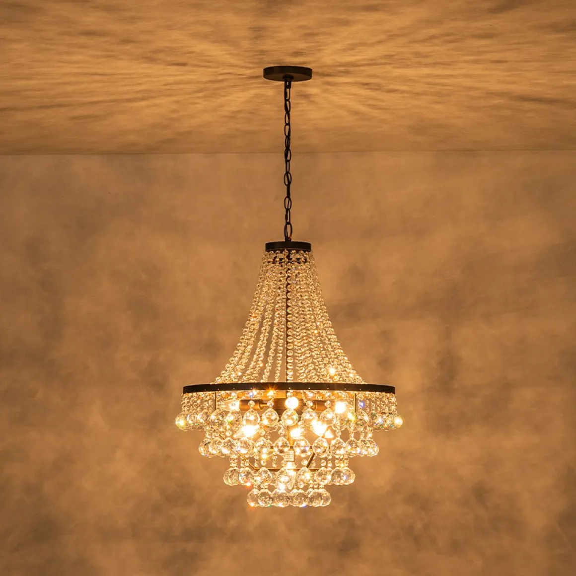 Vintage Luxury Antique Bronze Crystal Empire Chandelier
