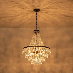 Vintage Luxury Antique Bronze Crystal Empire Chandelier