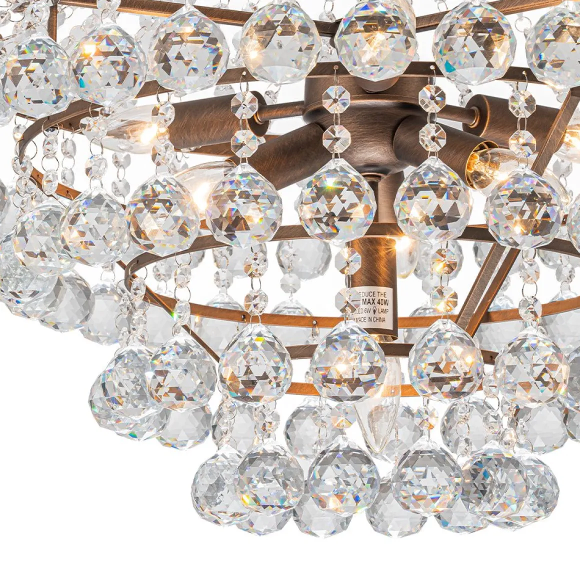 Vintage Luxury Antique Bronze Crystal Empire Chandelier