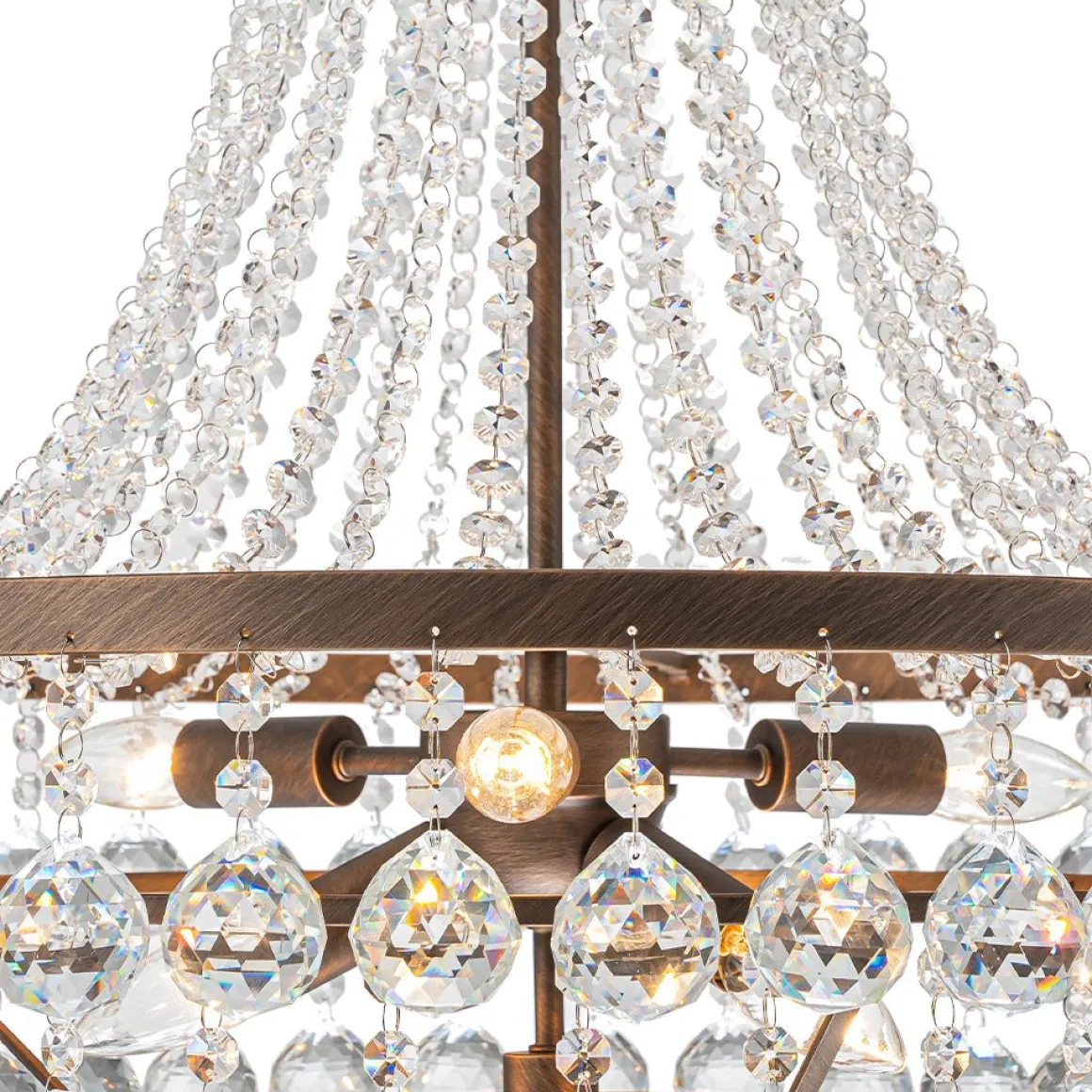 Vintage Luxury Antique Bronze Crystal Empire Chandelier