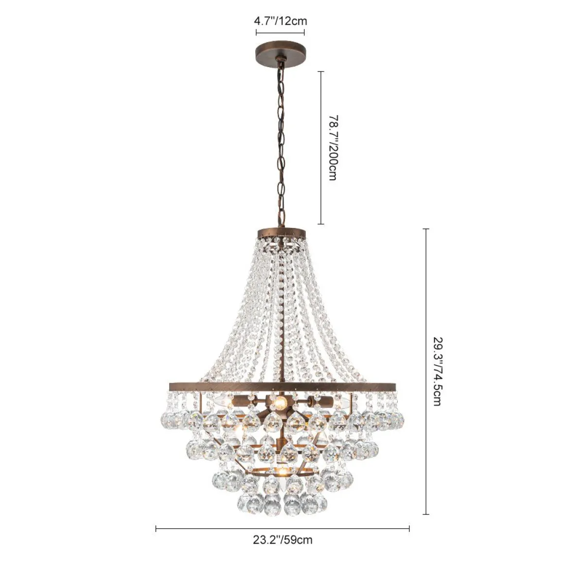 Vintage Luxury Antique Bronze Crystal Empire Chandelier